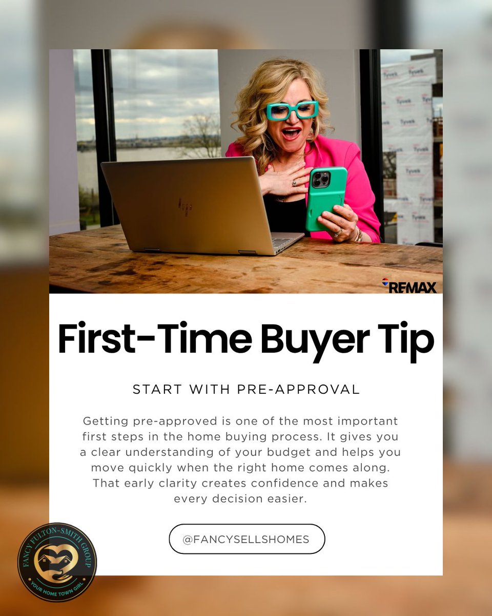 fancyfulton's tweet image. Getting pre-approved is one of the first steps in buying a home, but it’s also one of the most important… 🏡
Stay Consistent. Stay Faithful. Stay Fancy ❤️
#HomeBuyingTips #BestRealtorInSouthernIndiana #PreApproval #SouthernIndianaHomes #FancySellsHomes
