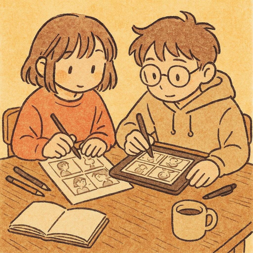 ストーリーの流れを掴むには、まず全体のコマ割りをラフに書いてみましょう✏️シーンのつながりを意識しつつ、ページごとの見せ場を配置してみてください😊最後に俯瞰でチェックして完成です！
#コンテ #漫画制作 #初心者