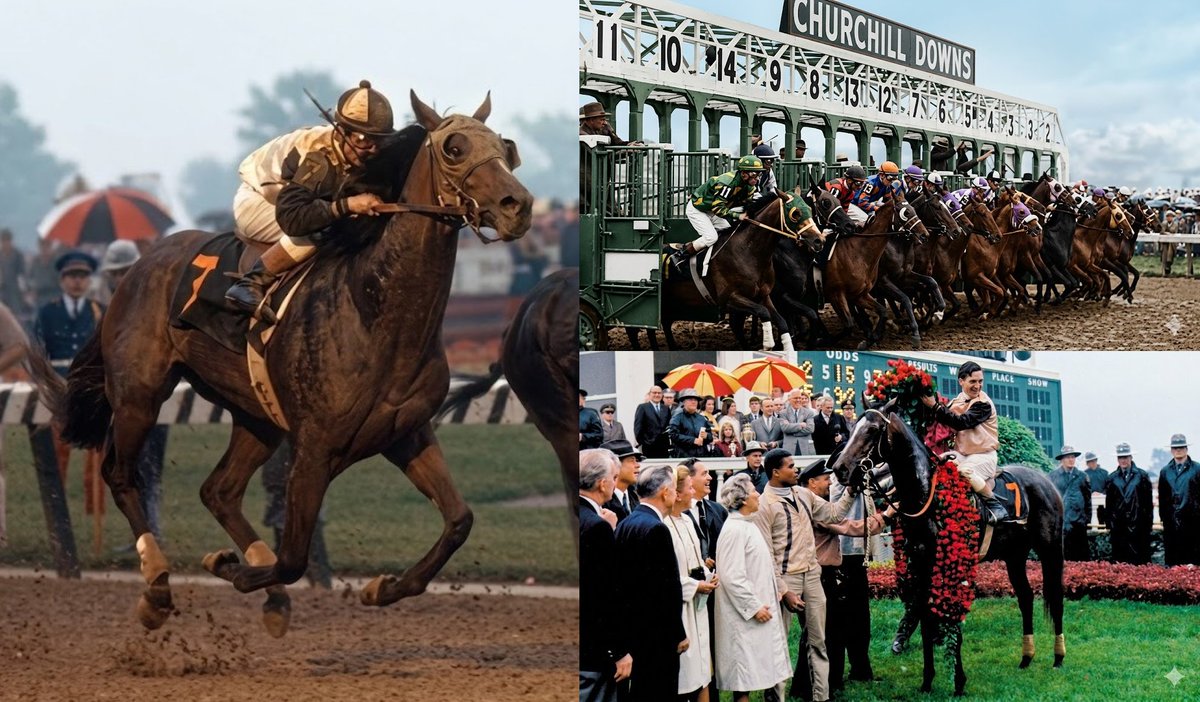 blindadosalas1's tweet photo. #Hipismo #CrónicasDelKentuckyDerby El 06/05/1967 PROUD CLARION 🇺🇸 con BOBBY USSERY aprovechó el #MuddyTrack para ganar el #KentuckyDerby El campeón DAMASCUS llegó tercero, pero luego conquistará la Doble Corona. USSERY repetirá al año siguiente con DANCER´S IMAGE (Descalificado). https://t.co/kK6JQRS1Uw