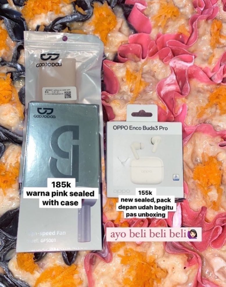 uket's tweet photo. WANT TO SELL

Kipas Goojodoq GFS001 (pink) with case 185.000
oppo enco buds3 pro 155.000 ❌SOLD❌

🍇 sealed
🍒 prio split pay biar admin🍊nanti ga terlalu besar, full pay juga boleh ya~

wts kipas konser tws goojodoq buds3 https://t.co/7NKl6HO97M