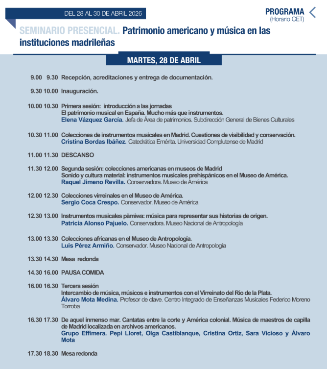 ImagenesMus's tweet photo. 🌟Comienza el Seminario Presencial «Patrimonio americano y música en las instituciones madrileñas». Inauguración a cargo de la doctora Cristina Bordas. 

👇Compartimos el programa que se llevará a cabo hoy: https://t.co/PVYeZBGFhz