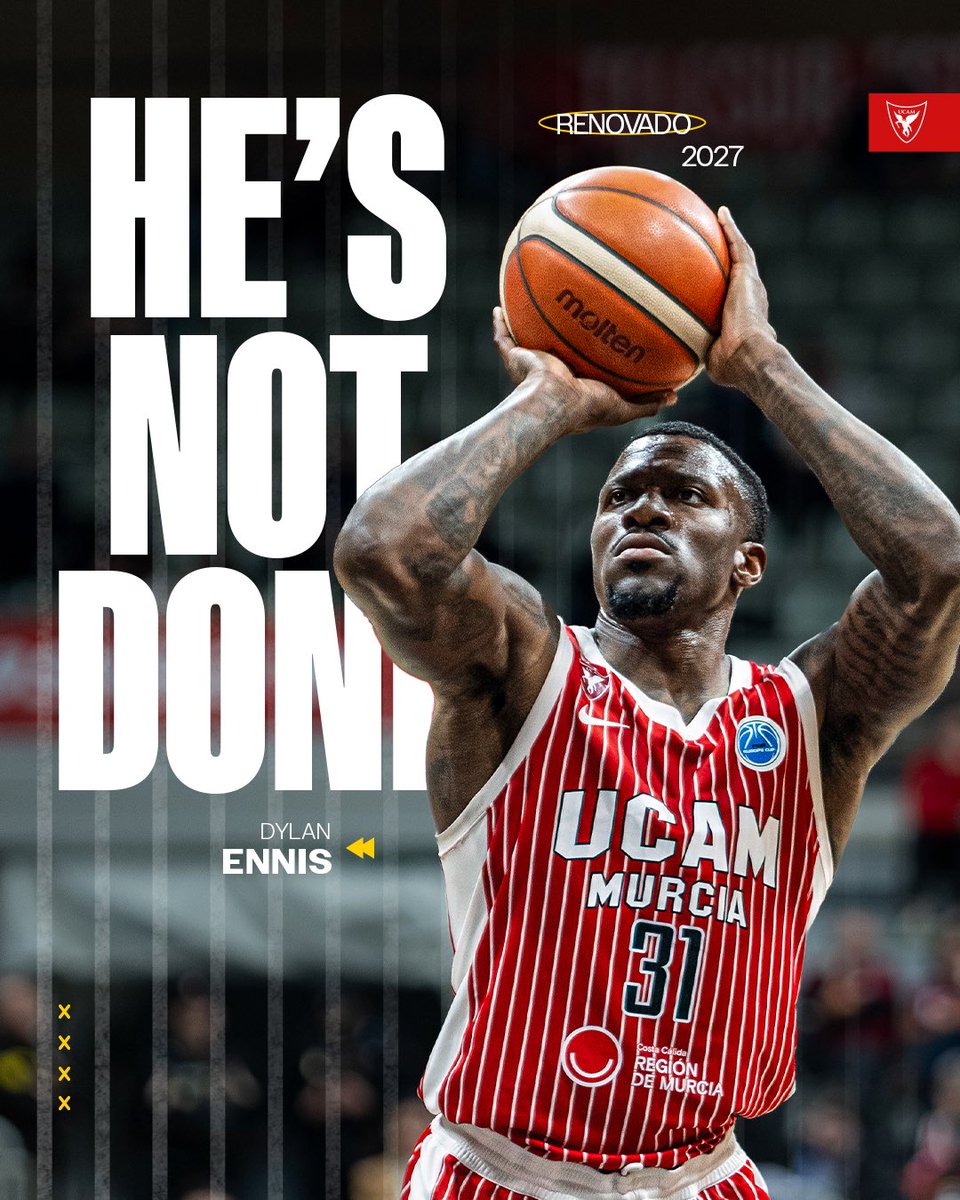 UCAMMurcia's tweet photo. ❤️‍🔥 𝗗𝘆𝗹𝗮𝗻 𝗘𝗻𝗻𝗶𝘀 𝗰𝗼𝗻𝘁𝗶𝗻𝘂𝗮𝗿á 𝘃𝗶𝘀𝘁𝗶𝗲𝗻𝗱𝗼 𝗹𝗮 𝗰𝗮𝗺𝗶𝘀𝗲𝘁𝗮 𝗱𝗲𝗹 𝗨𝗖𝗔𝗠 𝗠𝘂𝗿𝗰𝗶𝗮 𝗖𝗕

🏀 El escolta canadiense seguirá ligado al conjunto universitario una temporada más

🔗 https://t.co/DaLy4nirri

#Eterno https://t.co/P3nNSkOzMM