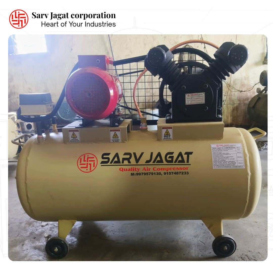 SarvJagat's tweet image. Installed in Mumbai — a compact setup designed for reliable day-to-day performance where it matters most.

🔧 SJ 2 HP Reciprocating Air Compressor
Single Stage | Single Phase | Equipped with Godrej Motor

#AirCompressor #ReciprocatingCompressor #SinglePhaseCompressor #SJ