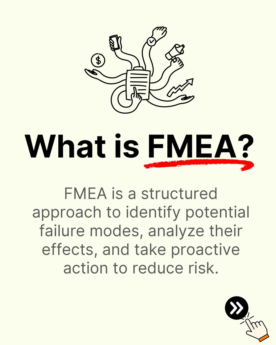 NPC_INDIA_GOV's tweet image. Failures can be predicted—and prevented.

FMEA helps identify risks, analyze impacts &amp;amp; take proactive action to ensure safety, reliability &amp;amp; efficiency.

@DPIITGoI @CimGOI @PiyushGoyalOffc @narendramodi 

#FMEA #RiskManagement #Productivity #Quality #Manufacturing #MSME