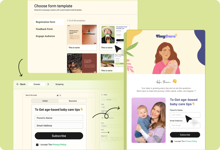 Create beautiful subscription forms, connect them to one or multiple lists, and place them anywhere on your site.

Design forms your way with built-in form builder in Virfice✨

Explore: virfice.com/forms

#WordPress #EmailMarketing #Virfice