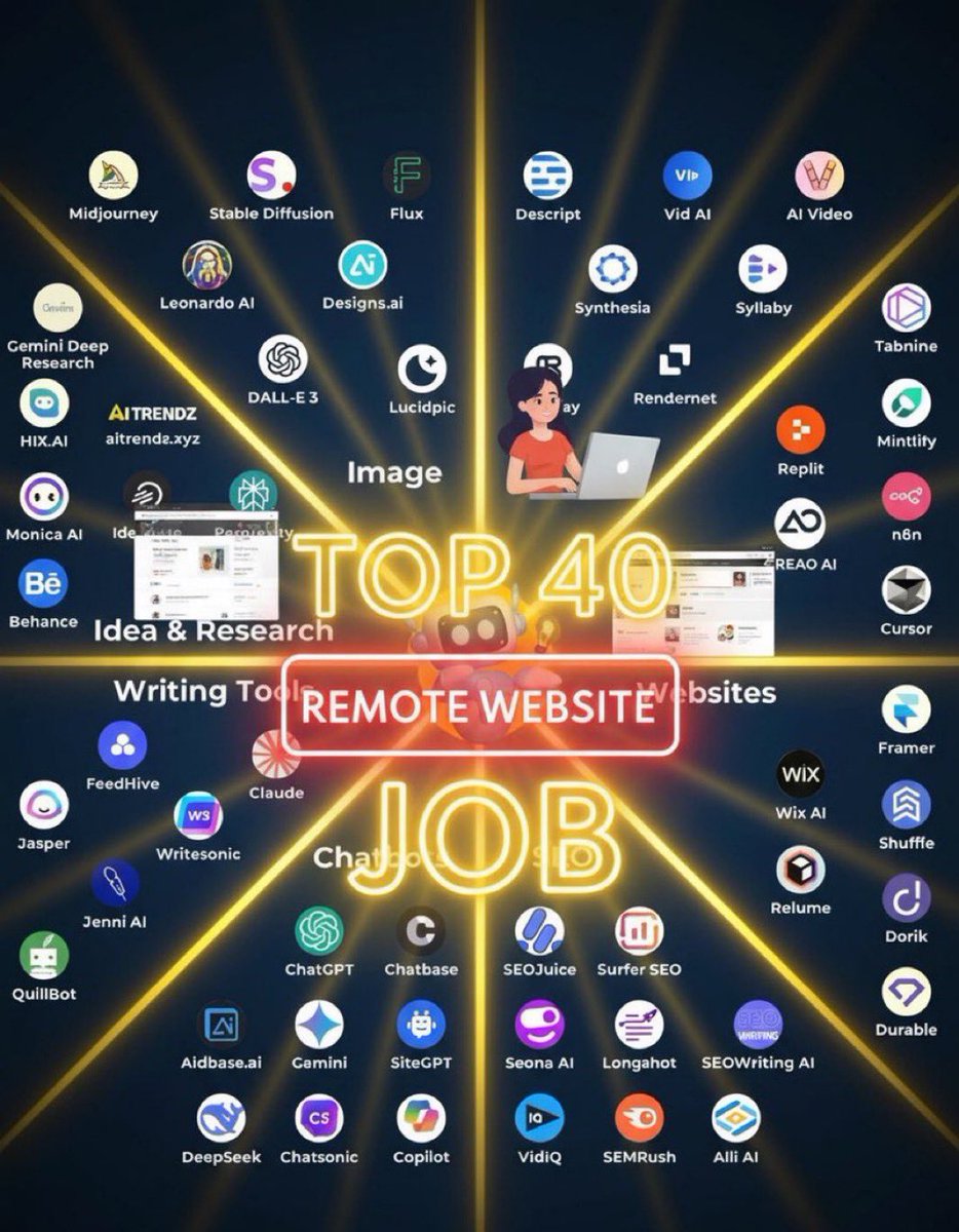 NextShopiaAi's tweet photo. LIST OF 40 WEBSITES TO FIND REMOTE JOBS   

1. Linkedin. com

2. Indeed. com

3. Glassdoor. com

4. FlexJobs. com

5. weworkremotely. com

6. Remote. com

7. Upwork. com

8. Freelancer. com

9. Fiverr. com

10. Guru. com

11. Toptal. com

12. AngelList. com

13. Hubstafftalent. com

14. Simplyhired. com

15. Remotive. com

16. Virtualvocations. com

17. workingnomads. com

18. Hired. com

19. cloudpeeps. com

20. taskrabbit. com

21. talent. com

22. Remote OK - remoteok. io

23. DRemote - dremote. io

24. Jooble - jooble. org

25. stackoverflow. com/jobs

26. jobspresso. com

27. onlinejobs. ph

28. simplyhired. com

29. themuse. com

30. skipthedrive. com

31. zirtual. com

32. justremote. com

33. hireable. com

34. remoteworkhub. com

35. jobbatical. com

36. freelancewritinggigs. com

37. contentwritingjobs. com

38. problogger. com/jobs

39. behance. net

40. designhill. com

Don't forget to follow @NextShopiaAi to get more insightful Ai related tools and update.