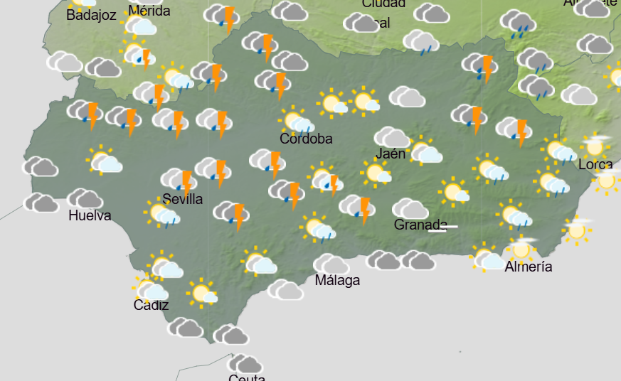 DelegGobAND's tweet image. 🫖 #BuenosDías #Andalucía

🌦️ Chubascos localmente fuertes, con aviso 🟨 #Granada #Jaén

🟤 Polvo en suspensión, con posibilidad de depósitos de barro

🌡️ Máximas ⏬

💨 Vientos flojos variables en general. Levante fuerte en el Estrecho y litoral almeriense
