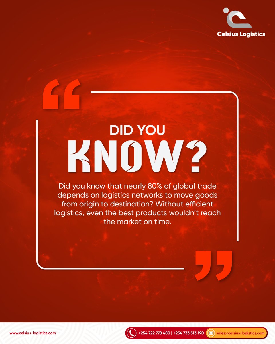 CelsiusLog_ke's tweet image. Behind every product on a shelf and every #shipment delivered on time is a coordinated system of #transport, documentation, and supply chain expertise.
We are proud to play our part in keeping #globaltrade connected, efficient, and moving forward every single day.

#trade