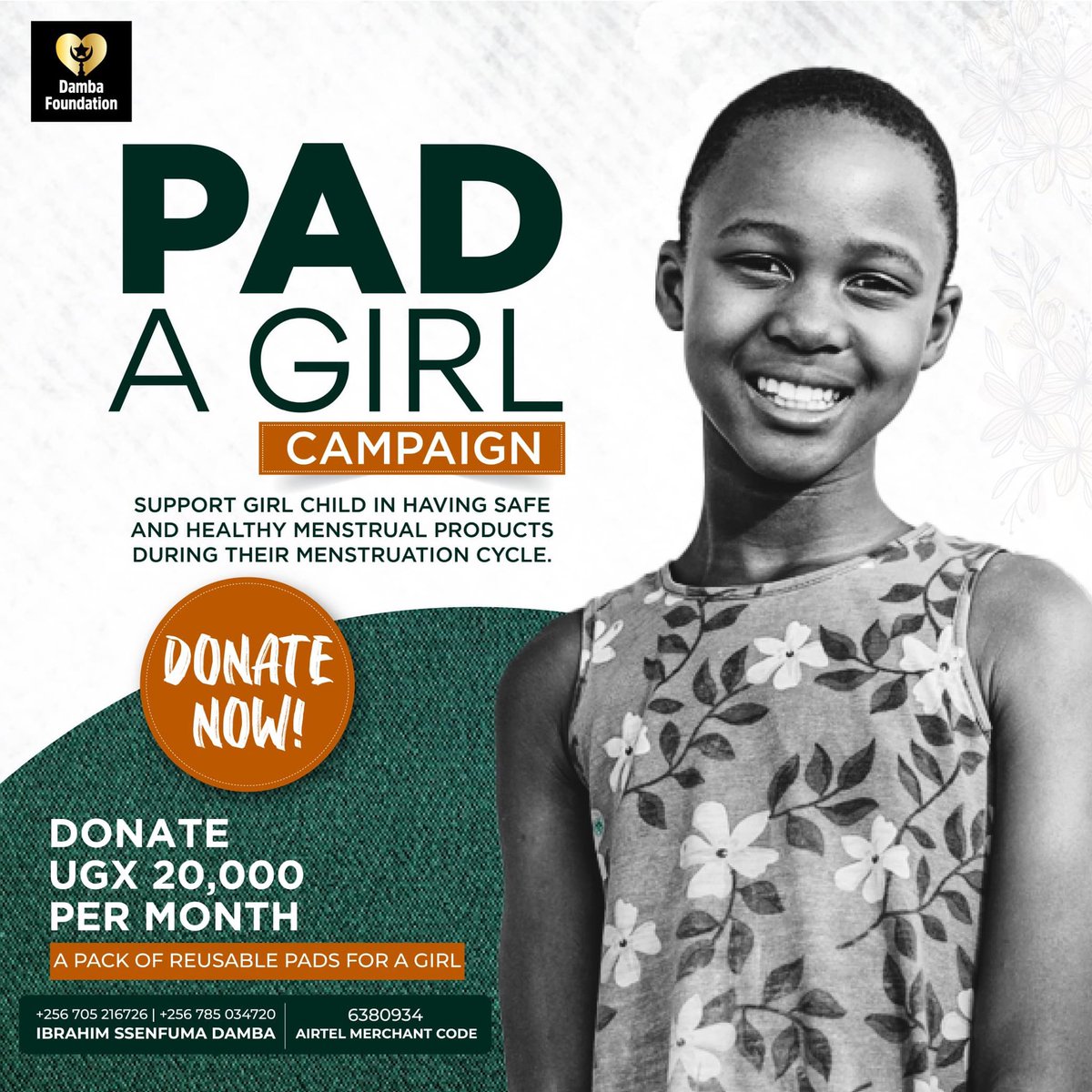DambaIbrahim2's tweet photo. Join the Pad A Girl Campaign and help us keep girls in school by providing reusable sanitary pads to vulnerable communities.

With just UGX 20,000 per month, you can support one girl with a reusable pad pack.

Together, we can break the stigma— one girl at a time. 💫

 #DonateNow https://t.co/XiiKfTpKj1