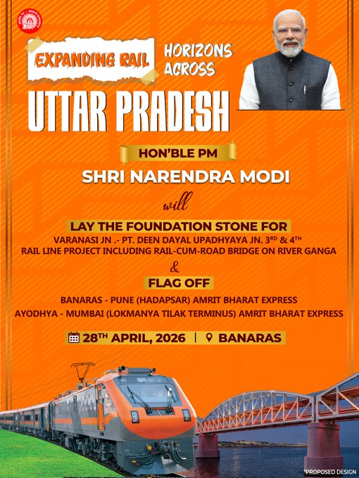 drmgnt's tweet image. From stronger bridges to faster trains 🚆
A new chapter of railway growth unfolds in Uttar Pradesh as PM @narendramodi  leads key project inaugurations in Varanasi.
Connecting people, powering progress 💫

#Progress #RailInfra #IndianRailways #Varanasi #UP