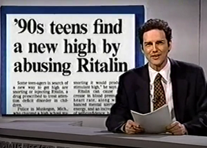 NormSNLJokes's tweet photo. Some teenagers are snorting or injecting Ritalin, a drug prescribed to treat Attention Deficit Disorder in children.

Drug abuse experts warn that Ritalin can cause accelerated blood pressure, along with enhanced mental alertness, a surge of energy, and an increased sense of self confidence.

And remember, kids, those are BAD things.