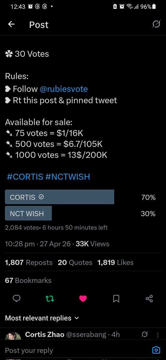bluehanlee's tweet photo. @rubiesvote FOR #CORTIS https://t.co/b1gaN1Adso