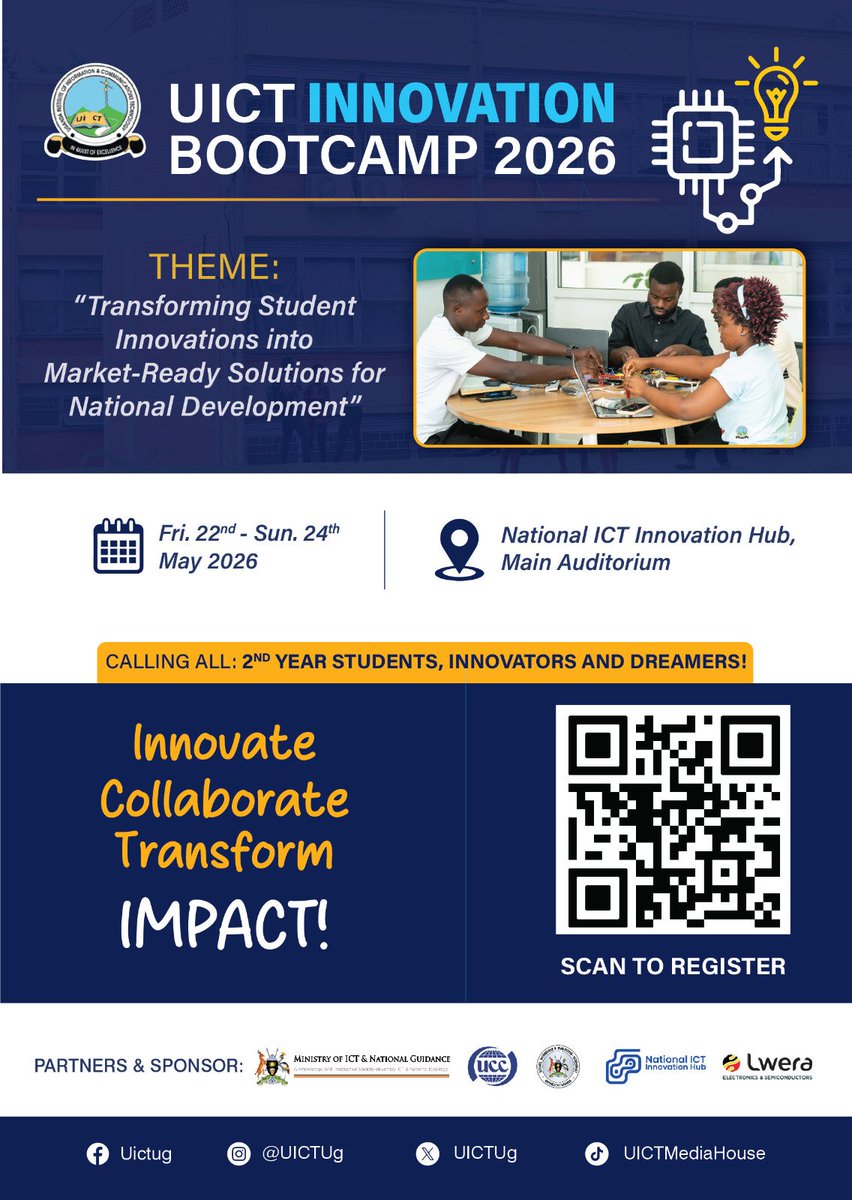 UICTug's tweet image. 📣 #SaveTheDate

🗓️ Fri 22nd – Sun 24th May 2026

The UICT Bootcamp is BACK,  bigger &amp;amp; better! 🔥 Learn. Build. Network. Grow.
💡 Don’t miss out, it’s going to be epic!