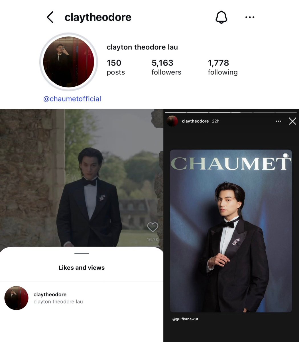 Mark92961651820's tweet photo. Clayton Lau, Regional Marketing &amp; Communications Manager for Chaumet (APAC) has liked all of Gulf's IG posts &amp; Chaumet's solo IG reel of Gulf. He has also shared Gulf's post on his IGS &amp; had been actively engaging with magazine/media features of Gulf with Chaumet.
@gulfkanawut https://t.co/moB6lXIhcJ