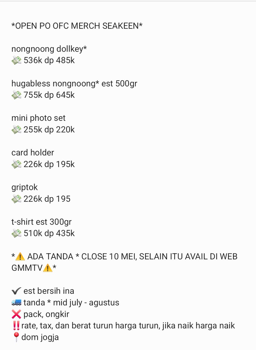 GobyNeoxo's tweet photo. ✨️ OPEN PO MERCH SEAKEEN ✨️

price list cek pict yaw sayy 👇🏻

Link Pemesanan:
https://t.co/LsrdTakFqS

#SEAKEEN #SEAKEEN1STFANMEET #GMMTV https://t.co/Hf7GBmd9eK