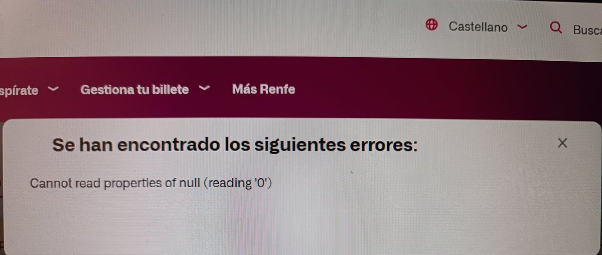 OnlyChano's tweet photo. @Renfe Buenos días. ¿Por qué me aparece este error y la búsqueda de billetes no da resultados cuando introduzco un código promocional? 🤔 https://t.co/2KGrShcbzr