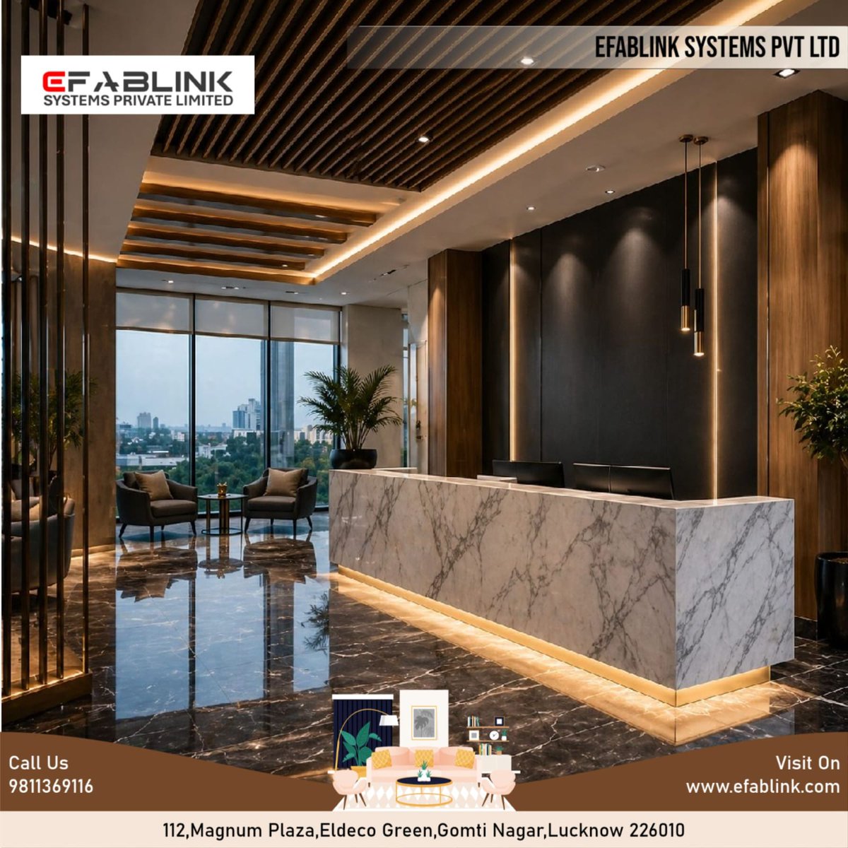 efablink's tweet image. Bad reception area design can cost you clients. Invest in a space that works.

#EFABLINK #Furniture #Interiors #Automation #OfficeDesign #BusinessGrowth