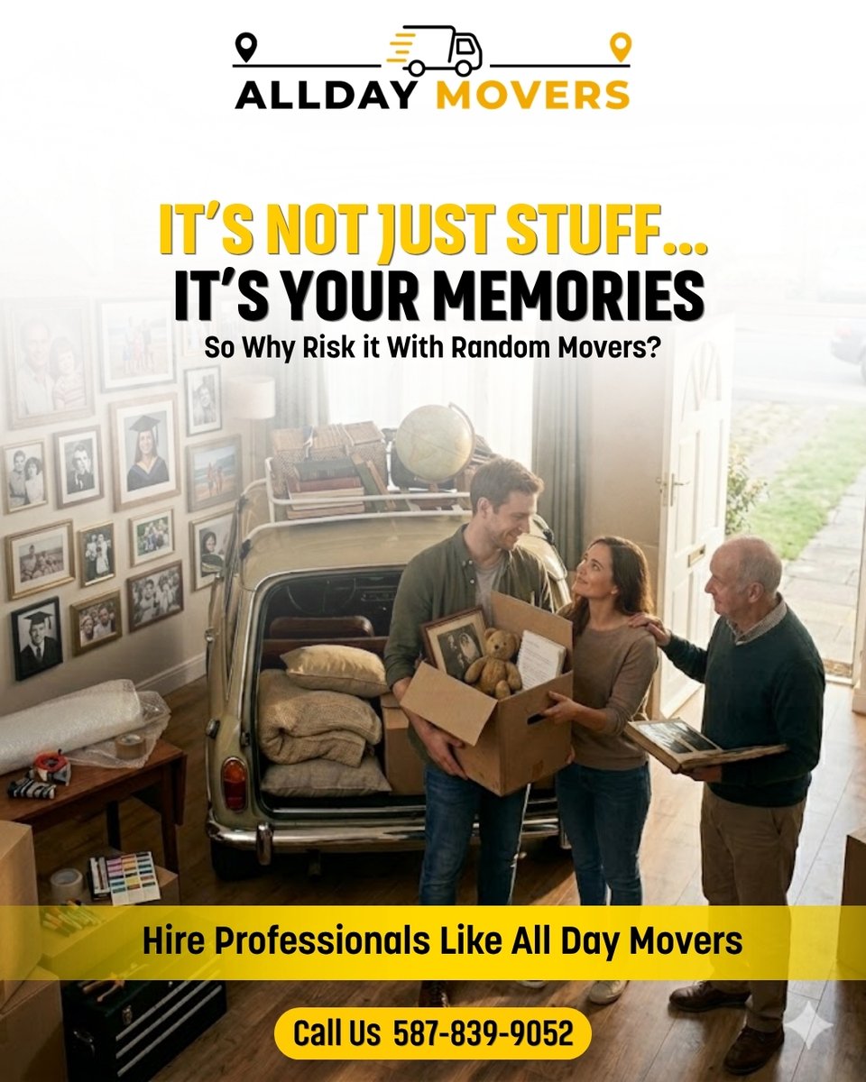 Alldaymovers12's tweet image. Families and businesses trust All Day Movers for dependable service, attention to detail, and smooth moves from start to finish.

📍 Calgary, Alberta T3J 3Z9, Canada
☎ +1 587-839-9052
🌐 Website: alldaymovers.ca

#alldaymovers #calgarymovers #movingday #stressfreemove