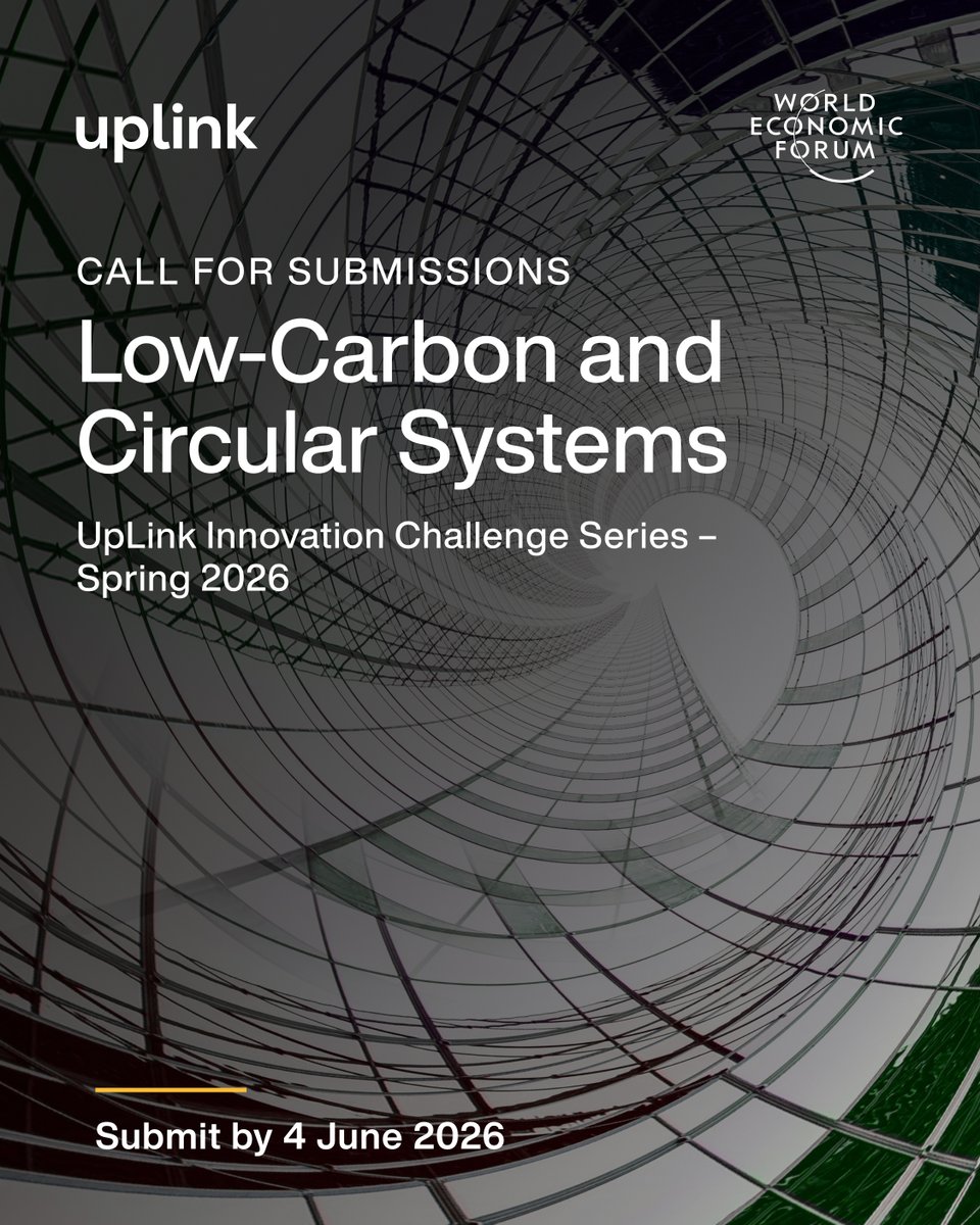 WEFUpLink's tweet image. The Low-Carbon and Circular Systems Challenge is calling for start-ups that are driving #decarbonization and #circular transformation of economic systems, addressing emissions, material use and resilience.

Learn more and submit your solution on UpLink: ow.ly/9Wgj50YQApW