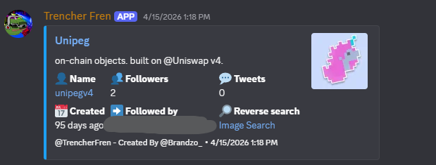 TrencherFren's tweet photo. Our Project Monitor caught @unipegv4 early

- Spotted Unipeg at just 2 followers
- You were able to buy $uPEG at launch & also get a good entry, it was sitting at sub $ 200k-400k mc for a while
- Now sitting at $ 10m MC - 25-50x
- uPEG now all over CT

Find Projects early by joining the discord
