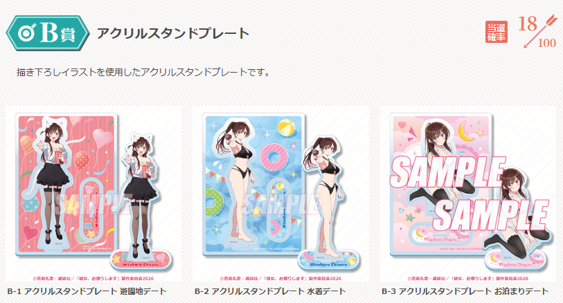 景品紹介】 「彼女、お借りします」オンラインくじ 水原千鶴とお誕生日