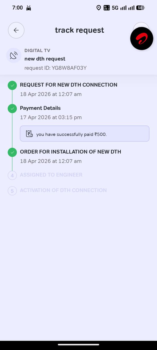 RaghuB_'s tweet photo. @airtelindia IPTV service is a joke. 

Requested new IPTV service on April 17th, till now installation is not done. Worst worst service. @Airtel_Presence . https://t.co/st3be9F9M3