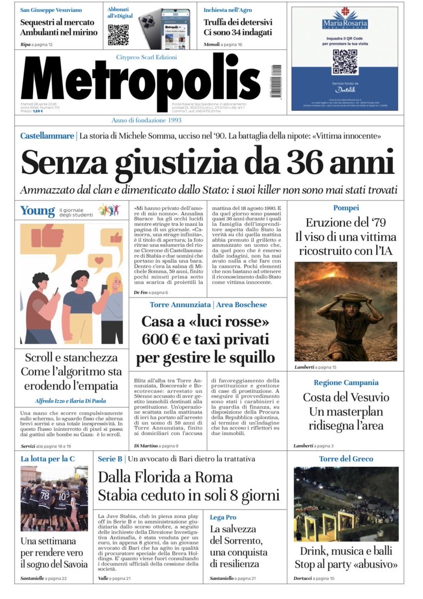 metropolis_web's tweet image. La prima pagina di #Metropolis in edicola oggi
Tutte le notizie 📲 metropolisweb.it