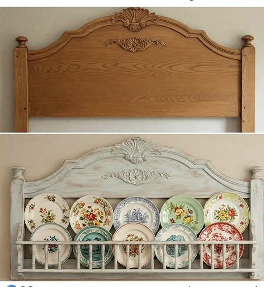 NaysJunkDrawer's tweet image. old headboard into this vintage plate rack idea 

#reuse #thrift