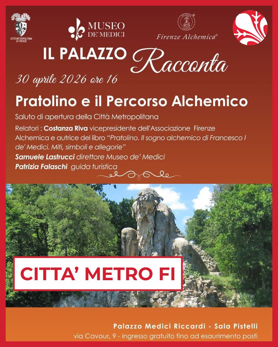 FlorenceTV_'s tweet image. Giovedì 30 aprile, a Palazzo Medici Riccardi, un nuovo appuntamento della rassegna “Il Palazzo racconta”,  dedicata a "Pratolino e il percorso alchemico".
Info in locandina
#libri #dalterritorio @CittaMetro_FI
