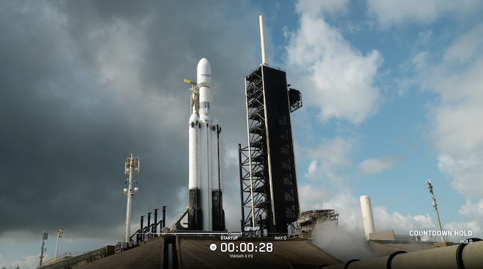 Alpha_Bronze's tweet image. SpaceX scrubs Falcon Heavy launch of final ViaSat-3 satellite due to poor weather! #space #satellite #SpaceX 
spaceflightnow.com/2026/04/27/liv…