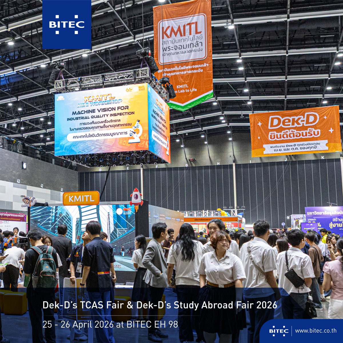 bitec_official's tweet photo. ภาพบรรยากาศงาน Dek-D’s TCAS Fair &amp; Dek-D’s Study Abroad Fair 2026 รวมทุกคำตอบของการวางแผนอนาคตไว้ในที่เดียว ครบ จบ พร้อมลุย ไม่ว่าตอนนี้จะยังค้นหาตัวเองอยู่ หรือมีเป้าหมายชัดแล้ว งานนี้ช่วยให้คุณ “เข้าใกล้คณะในฝัน” ได้มากขึ้นแน่นอน #DekDsTCASStudyAbroadFair2026 #BITEC #BITECEvent https://t.co/pOizP0MGry