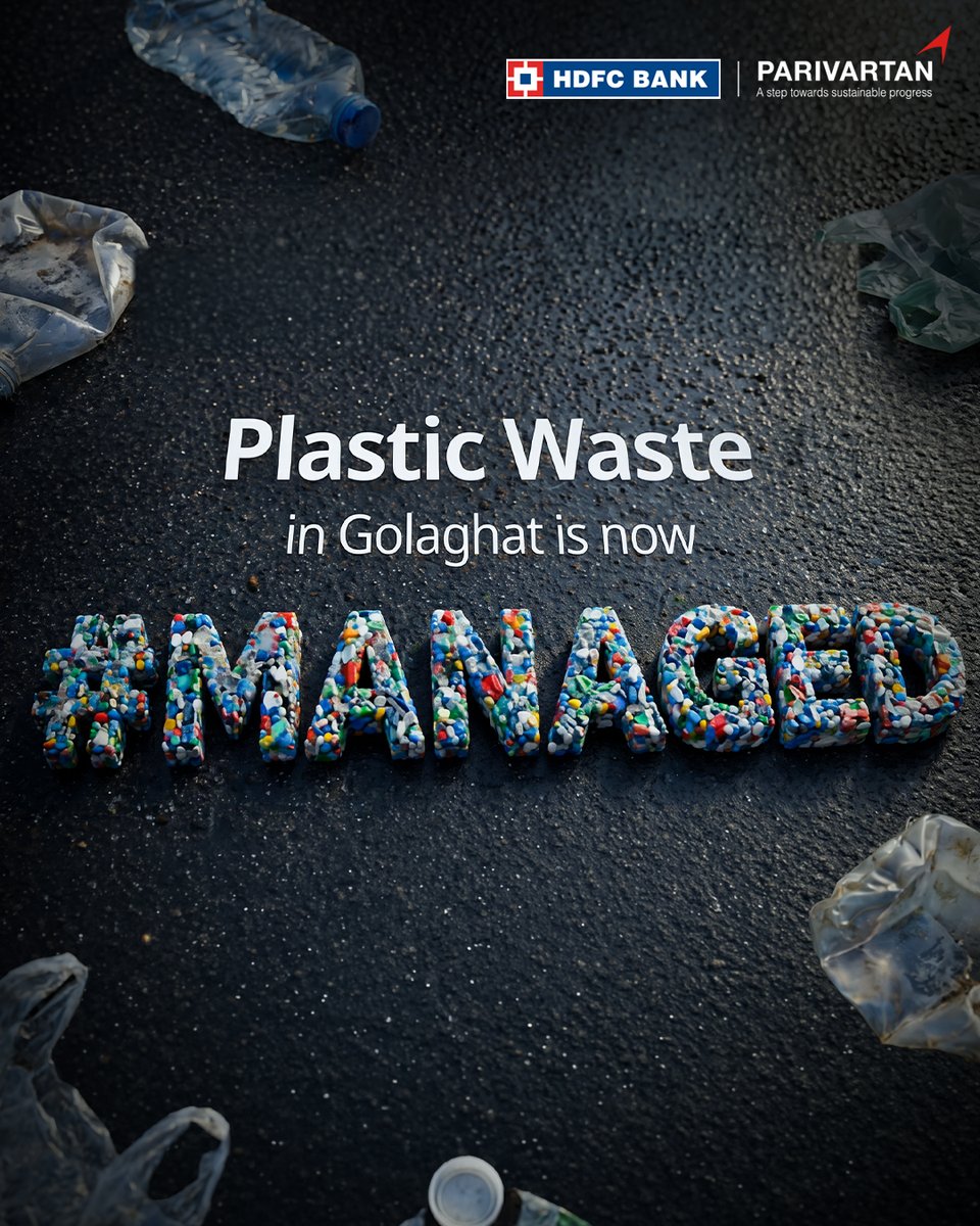 HDFCBankCSR's tweet image. Addressing the lack of local recycling infrastructure, HDFC Bank Parivartan, with Gramin Vikas Trust, has set up a Material Recovery Facility in Golaghat, creating jobs, building local capacity, and enabling end-to-end plastic waste management within the community.

#Recycle