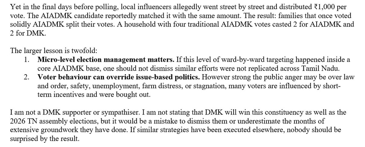 InvestKrish's tweet image. Constituency anecdote #Kadayanallur #Tenkasi shows #DMK can’t be underestimated: micro-targeting, local influencers &amp;amp; cash, cuts hardcore #AIADMK votes. Anger alone won’t defeat a party with strong ground strategy @sansbarrier @VasanthLakshman Read on open.substack.com/pub/kq12366220…