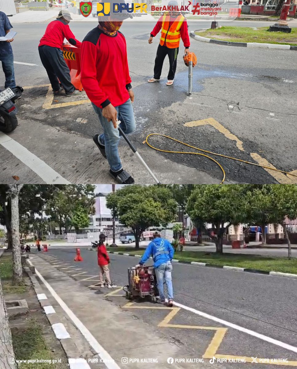 puprkalteng's tweet photo. Sinergi memoles estetika ikon daerah.
Dinas PUPR Kalteng melalui Bidang Bina Marga & Cipta Karya lakukan pengecatan marka jalan di kawasan Istana Isen Mulang. Upaya ini demi keamanan pengendara & wajah kota yang lebih tertata.
#PUPRKalteng #KaltengBerkah #MarkaJalan https://t.co/XJ0tnXBu0J