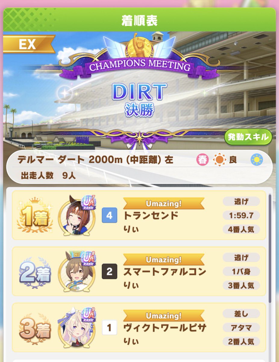 RiiteU's tweet photo. 今回は過去一勝率が悪くてまったく育成完成しなかったけど、運が良く勝ててよかった
根性育成して持久力温存出てたからデバデバいたらダメだったかも https://t.co/ooEOmUtPTr