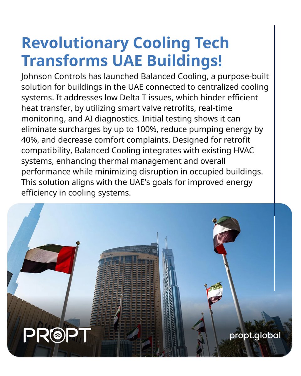 proptglobal's tweet image. Johnson Controls just launched Balanced Cooling, a groundbreaking solution that tackles low Delta T issues in UAE buildings. 

🔗Download the Propt App for the full analysis!
Appstore: apps.apple.com/pk/app/propt-r…
Playstore: play.google.com/store/apps/det…

#JohnsonControls #HVAC  #ProptApp