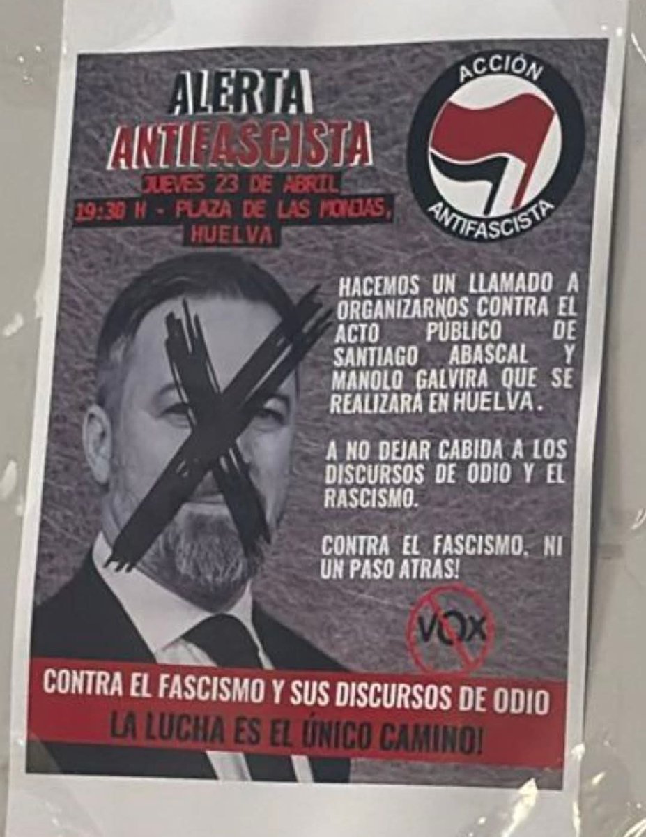 Los perroflautas con su libertad y democracia para reventar el acto de esta tarde Huelva donde irán nuestro Presidente <a href="/Santi_ABASCAL/">Santiago Abascal 🇪🇸</a> y nuestro candidato Manuel Gavira junto a los equipos de Huelva. 

Ganas me dan de apoyar más que nunca a <a href="/vox_es/">VOX 🇪🇸</a> NI UN PASO ATRÁS.

Es una