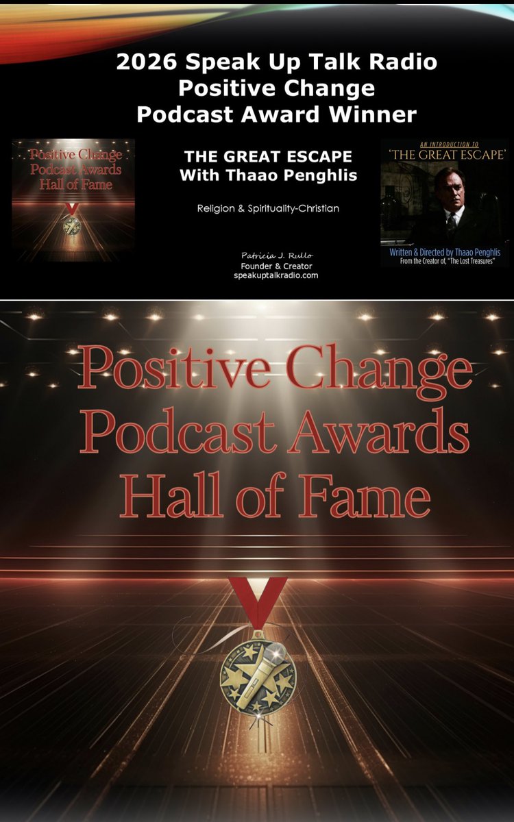 ThaaoPenghlis's tweet photo. So thrilled my podcast The Great Escape has been awarded &amp; has been in the Podcasts Awards Hall Of Fame. It’s an extraordinary event that has been recognized into the annals of Egyptian History. @Days @Peacock https://t.co/NwWjirJSir