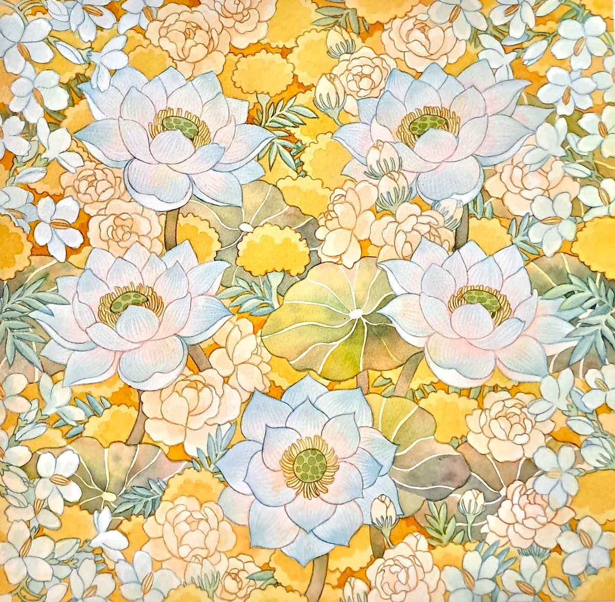 H_HanaKawin's tweet photo. สวัสดีค่า แตงกวานะคะ เป็นสายวาดสีน้ำ ชอบวาดภาพเกี่ยวกับต้นไม้ ธรรมชาติ ดอกไม้และสาวๆค่ะ😂 มีผลงานเพ้นต์ขอบหนังสือและวาดภาพปกหนังสืออยู่ประปราย ปีนี้จะเน้นทำงานออริและออกบูธให้มากขึ้นค่ะ ไปเจอกันได้นะคะ https://t.co/HHY29R4hGM