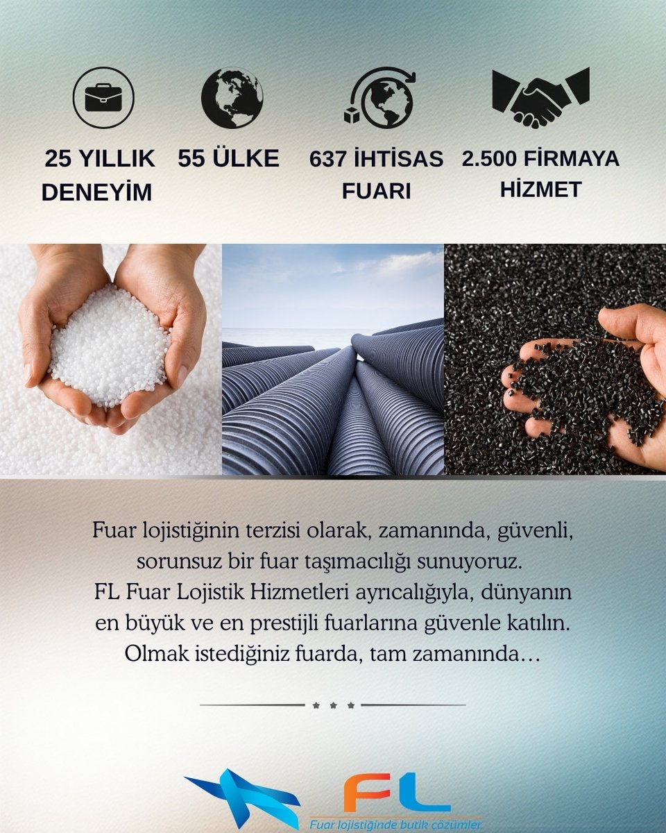 FlFuar's tweet photo. FL Fuar Lojistik Hizmetleri ayrıcalığıyla, uluslararası  plastik ve kauçuk endüstrisi fuarına güvenle katılın.
#plast2026 https://t.co/ojas57YF8G