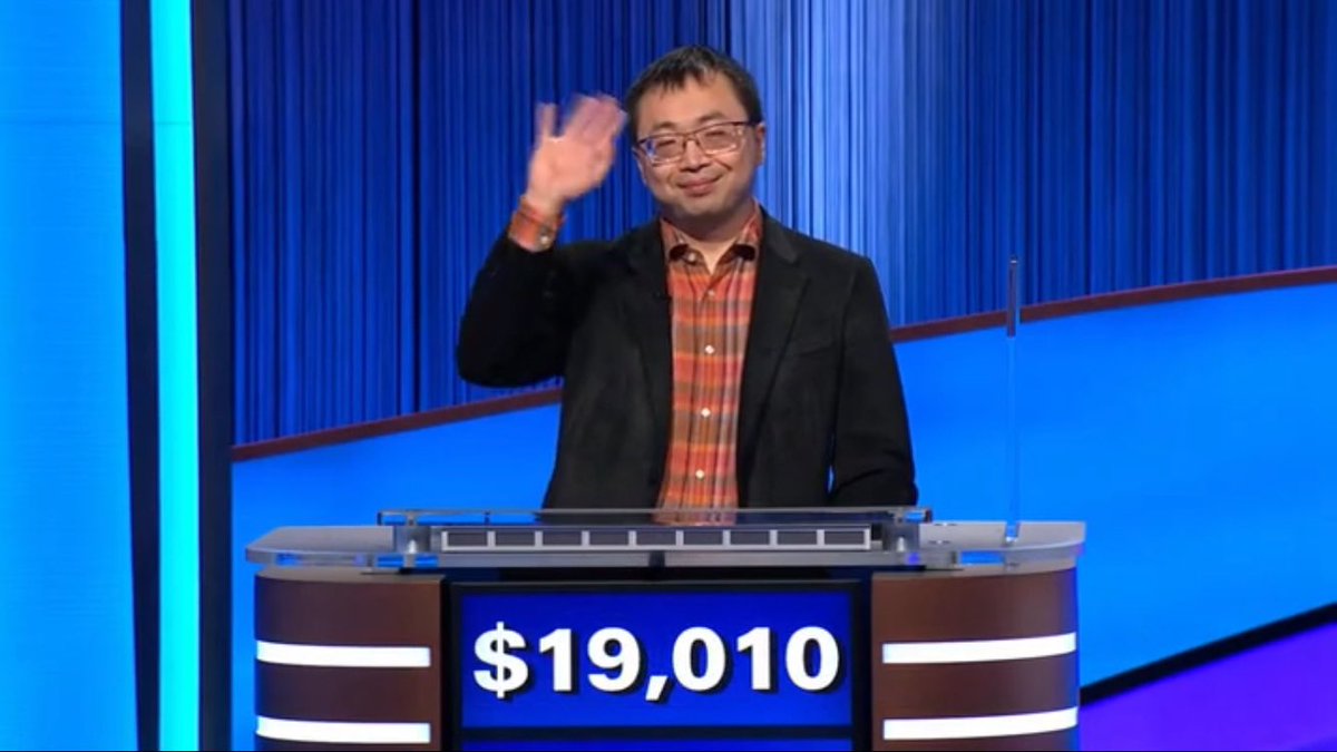 Jay_3085's tweet image. We’re gonna say Ta Ta for now to @Jeopardy! Super-Champ Jamie Ding. It was an honor watching him for over a month &amp;amp; while i’m sad his run has come to end I know he’ll return in January for the 2027 TOURNAMENT OF CHAMPIONS. Jamie ends his run with $882,605! #Jeopardy! 📺🟦💰🤯👏🏽