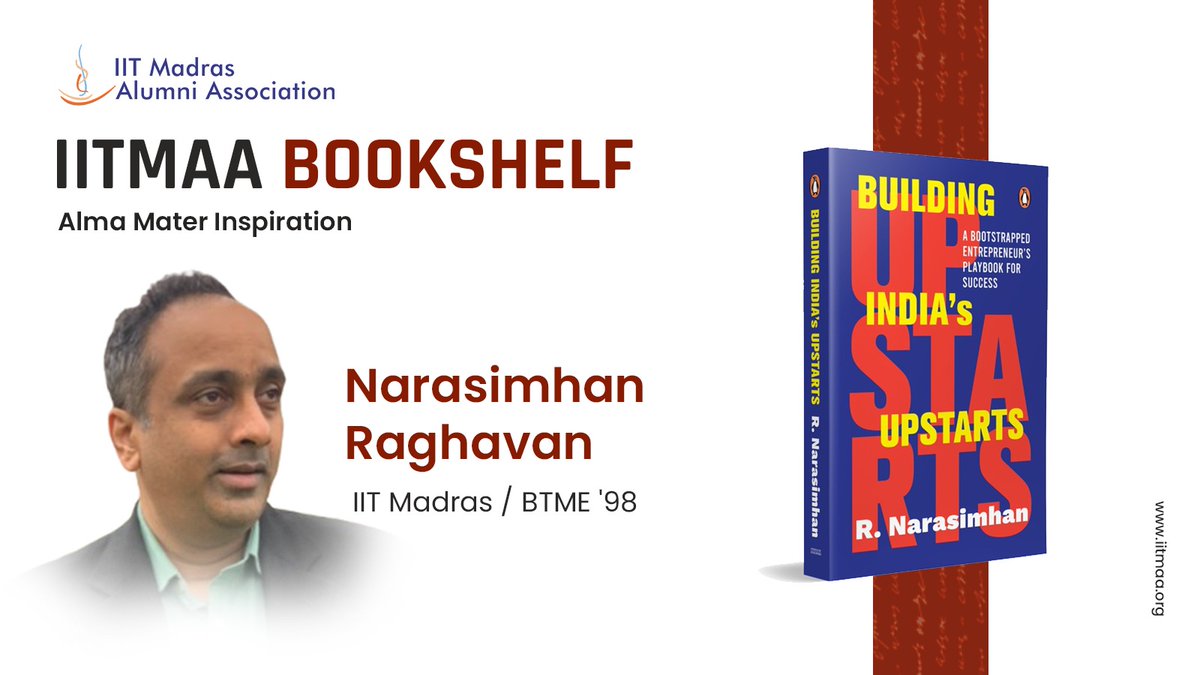 IITMAA's tweet image. 📘 IITMAA Bookshelf Spotlight: Building India’s Upstarts by R. Narasimhan

A guide to sustainable business growth through bootstrapping, execution &amp;amp; innovation.

📖India: bit.ly/4cLaaPq
Global: bit.ly/4mSqdj4

#IITMAA #IITMadras #BookshelfSpotlight #StartupIndia