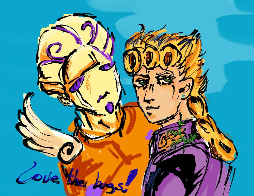 Giorno with my favorite bug on this planet!!!!  i love praying mantises  #jjba
