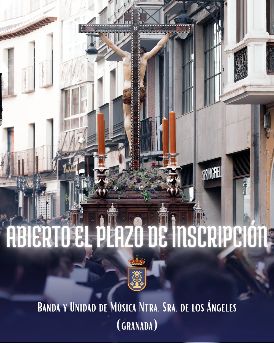 🎶 PLAZO DE INSCRIPCIÓN 🎶

¿Quieres formar parte de la Banda?
📋 Inscríbete: docs.google.com/forms/d/e/1FAI…

📩  bandaangelesgranada@gmail.com

✨ Únete a la familia de Los Ángeles.

¡Te esperamos!