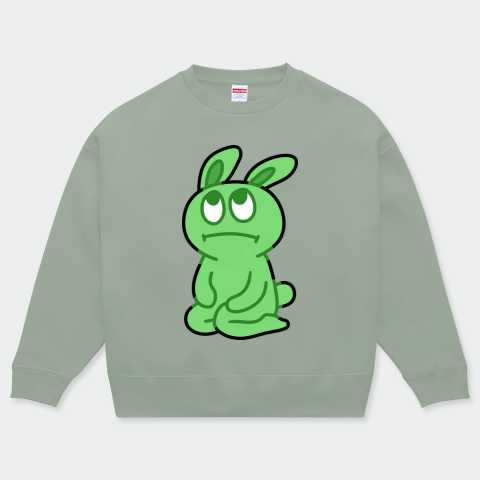 FR2GOLF うさぎデザインスウェット 正座してる緑色のウサギのデザインだよ。 これはスウェットシャツ