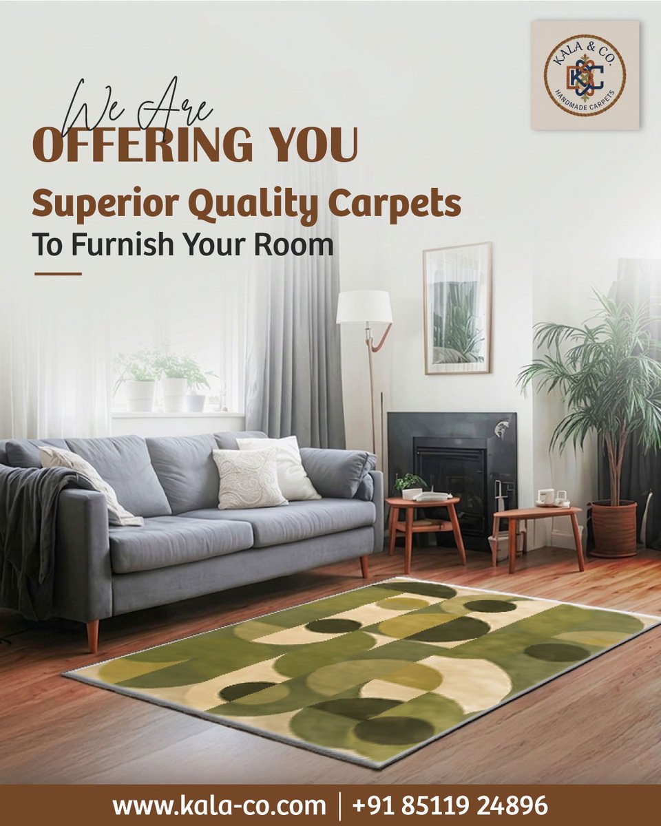 Kalaco2025's tweet photo. Style your space with premium handmade carpets ✨
Comfort, elegance &amp; quality in every thread.

Shop now👉 https://t.co/jONtFgJYTA | 📞 +91 85119 24896

#KalaAndCo #HandmadeCarpets #HomeDecor https://t.co/9TxrcI460R