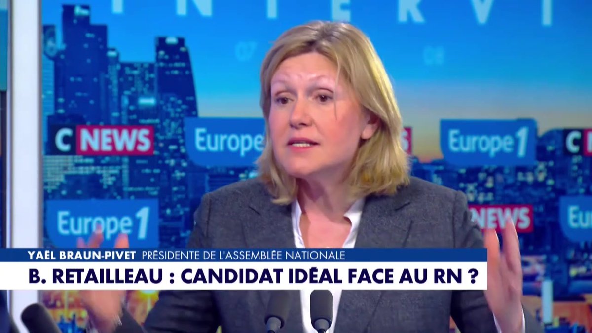 "Mon spectre politique c'est la droite intransigeante avec le RN et la gauche intransigeante avec LFI" répond @YaelBRAUNPIVET à propos d'une éventuelle primaire pour 2027 #LaGrandeInterview #Europe1 