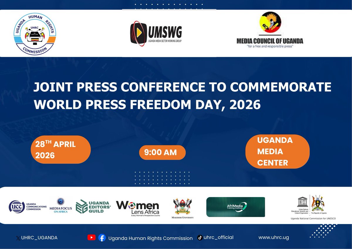 MFAUganda's tweet photo. The journey to World Press Freedom Day 2026 begins today!

We are proud to stand with the @SectorUganda at the Uganda Media Center to launch activities leading to the celebration on 3rd May, including the Press Freedom Walk.
#WPFDUG2026 
#pressfreedom https://t.co/U05X1qswyo