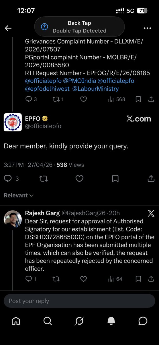 RajeshGarg26's tweet photo. @officialepfo @pra_neet @PMOIndia @epfodelhiwest @LabourMinistry Yesterday same message received and share query with you hope you work upon that instead of replying same tweet only https://t.co/r1zoEa3sDc