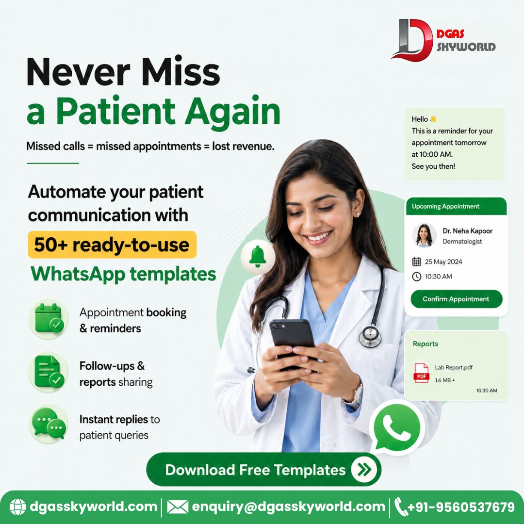 DgasLtd's tweet photo. Most clinics don’t lose patients because of bad treatment.
They lose them because no one replied on time.

One missed call. One delayed reply. That’s all it takes.

Automate the basics — appointment reminders, follow-ups, quick replies — and watch the difference. https://t.co/rzUR3DOH9n